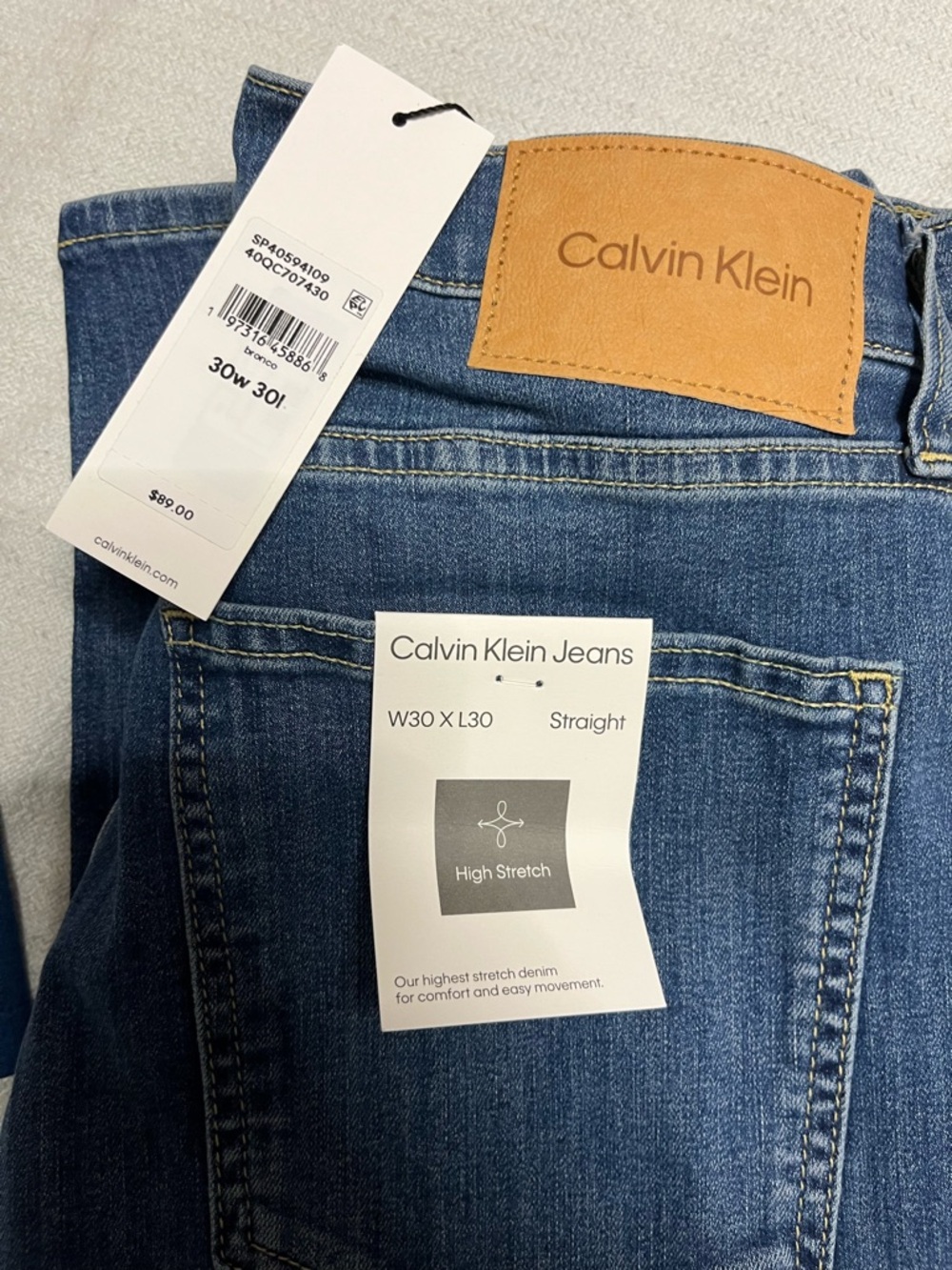 Calvin Klein Straight Leg Jeans - Blue